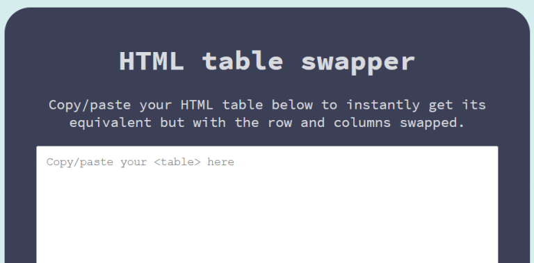 Swap the rows and columns of an HTML table - Feel out the Form